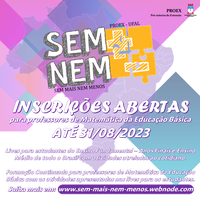 Inscrições para professores da Educação Básica participarem do projeto de extensão "Sem mais nem menos on-line"