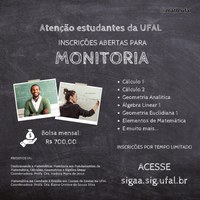 Inscrições Abertas para Seleção de Monitoria com Dois Projetos Contemplados pelo Instituto de Matemática