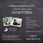 Inscrições Abertas para Seleção de Monitoria com Dois Projetos Contemplados pelo Instituto de Matemática